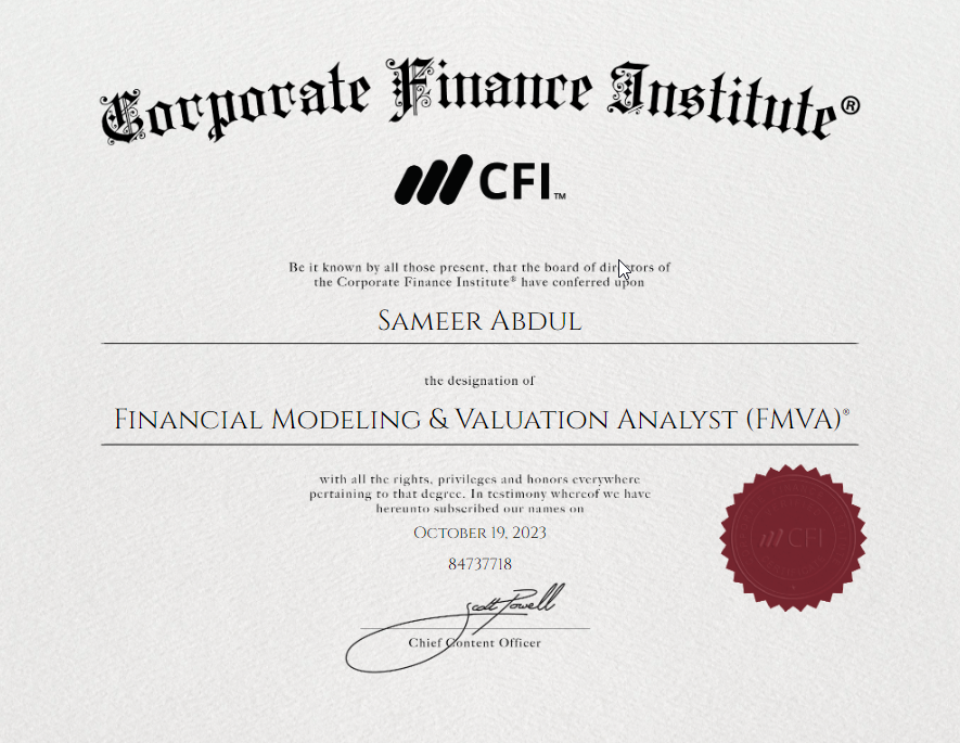 Financial Modeling Valuation Analyst FMVA ®